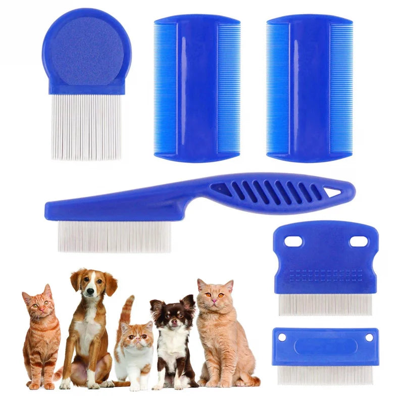 Home Pet Animal Care Flea Comb For Cat Dog Pet Stainless Steel Comfort Flea Hair Comb Flea Tick Comb 6pcs